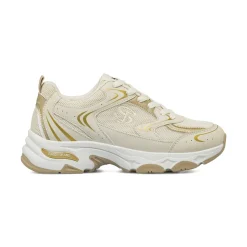 Sneakers retrò da Donna beige e oro con inserti in oro Swish Jeans