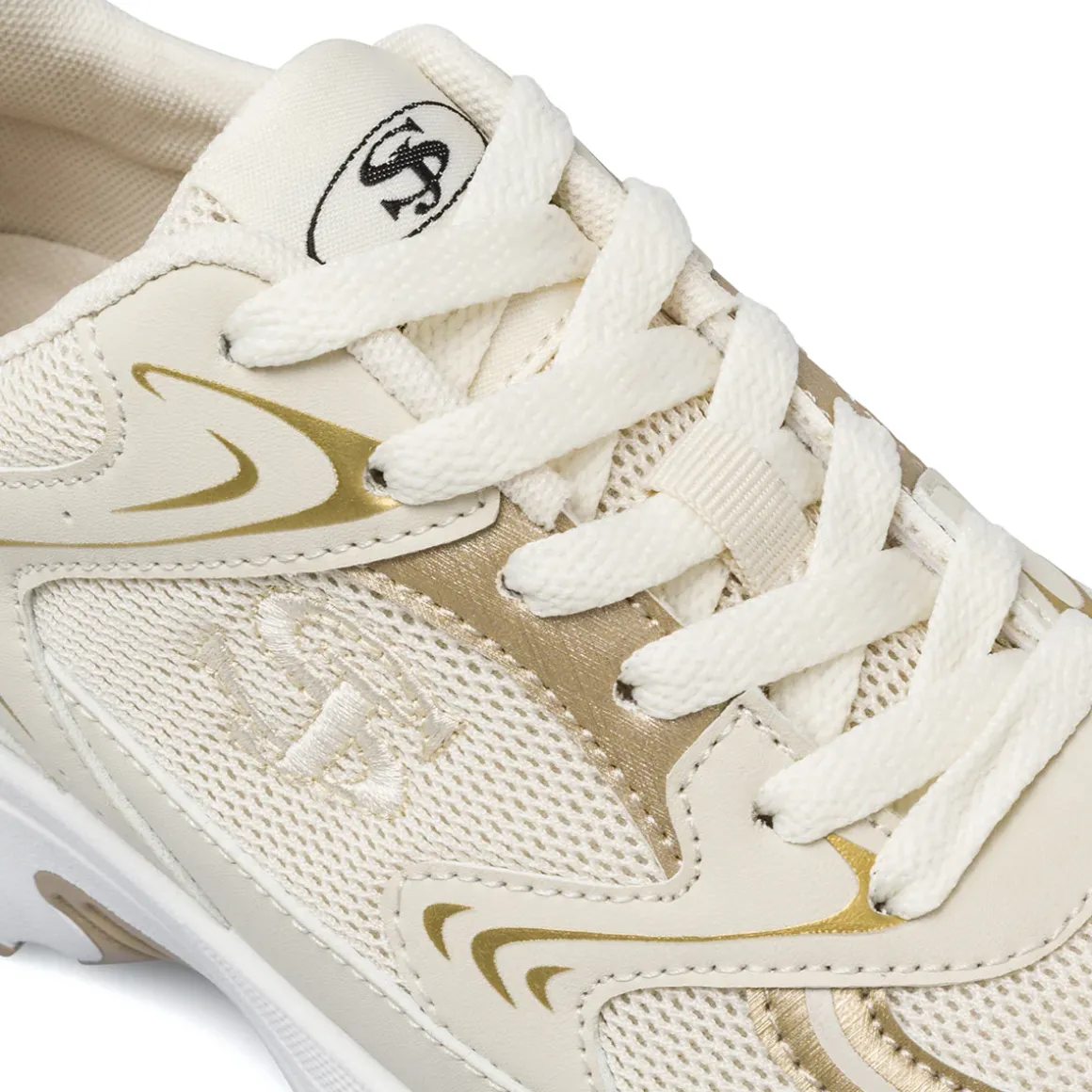 Sneakers retrò da Donna beige e oro con inserti in oro Swish Jeans