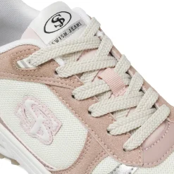 Sneakers retrò da donna Swish Jeans rosa e bianche