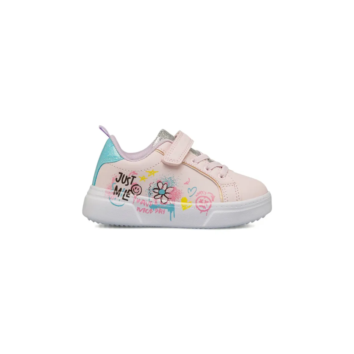 Sneakers rosa da bambina con dettaglio glitter e strappo Dieci Baci