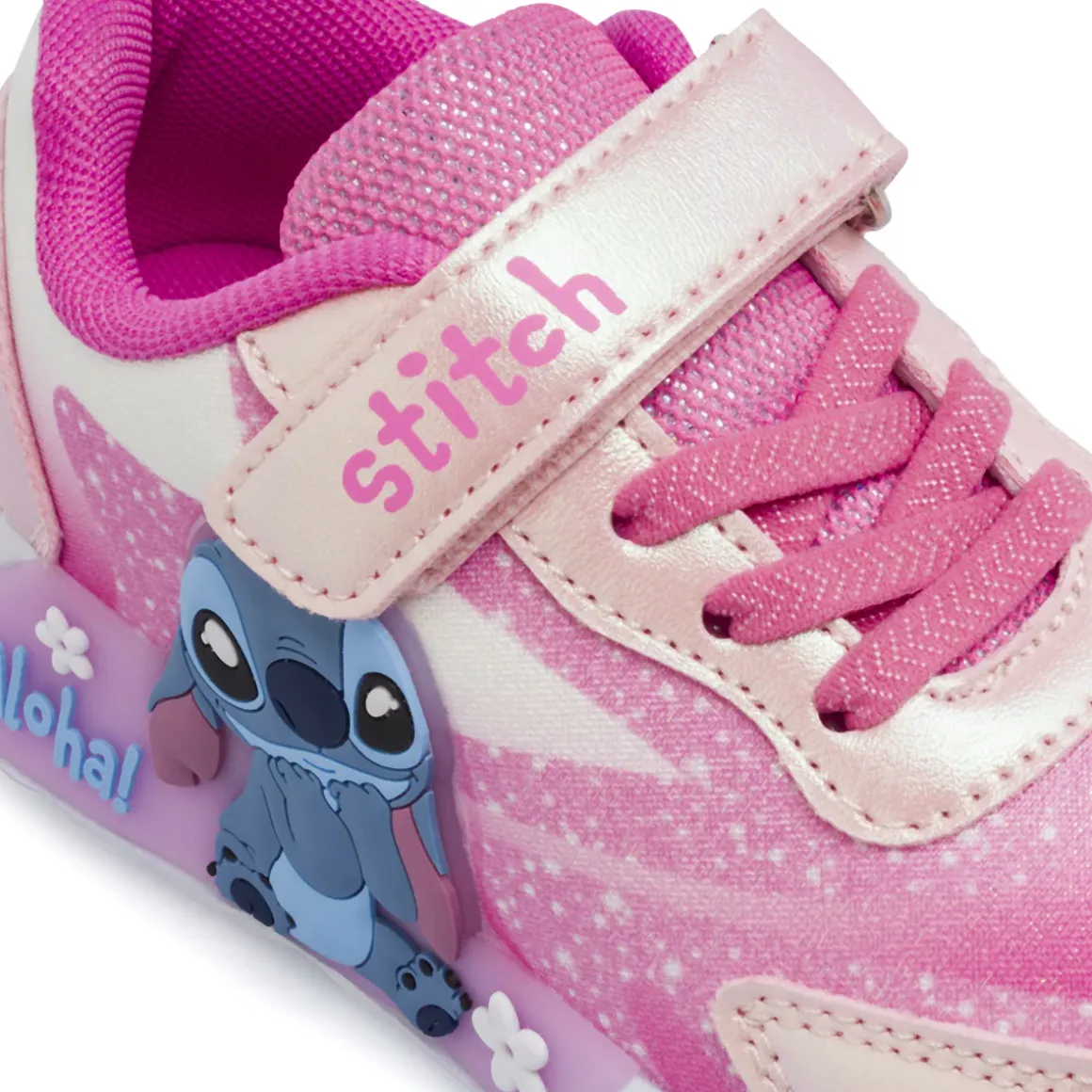 Sneakers rosa da Bambina con luci e dettagli glitter Lilo & Stitch
