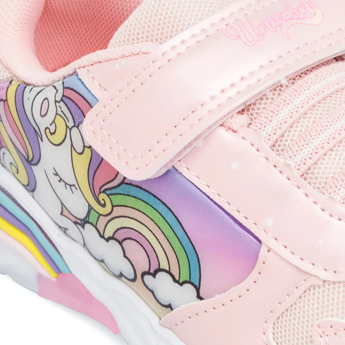 Sneakers rosa da Bambina con luci e stampa Unicorno