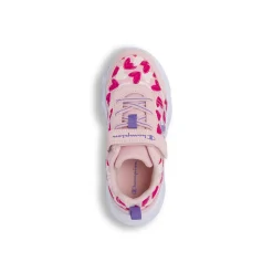 Sneakers Rosa da Bambina con stampa cuori e luci nella suola Champion