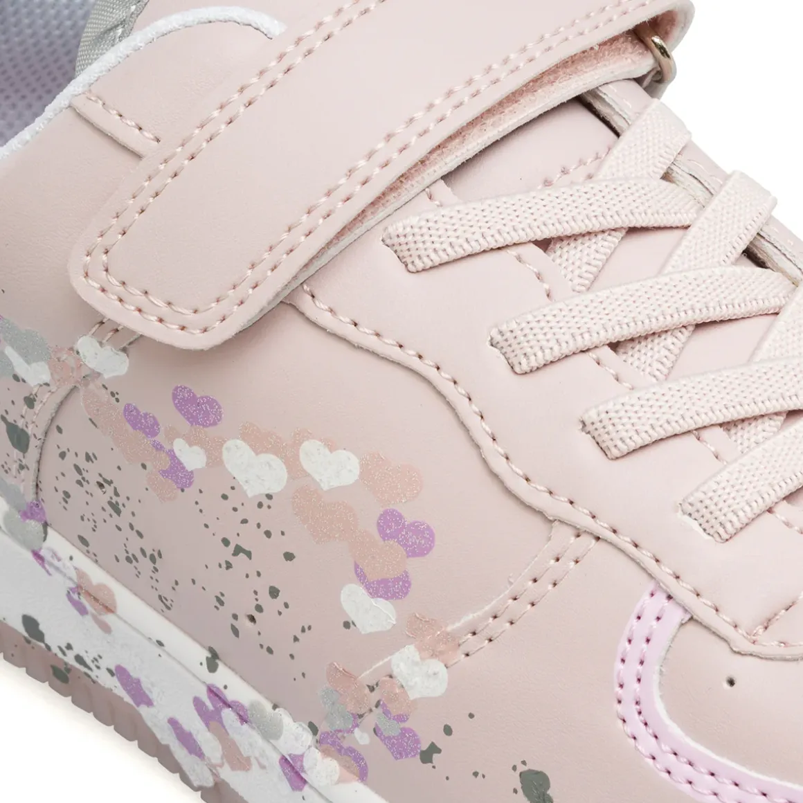 Sneakers rosa da Ragazza con stampa cuoricini e strappo Dieci Baci