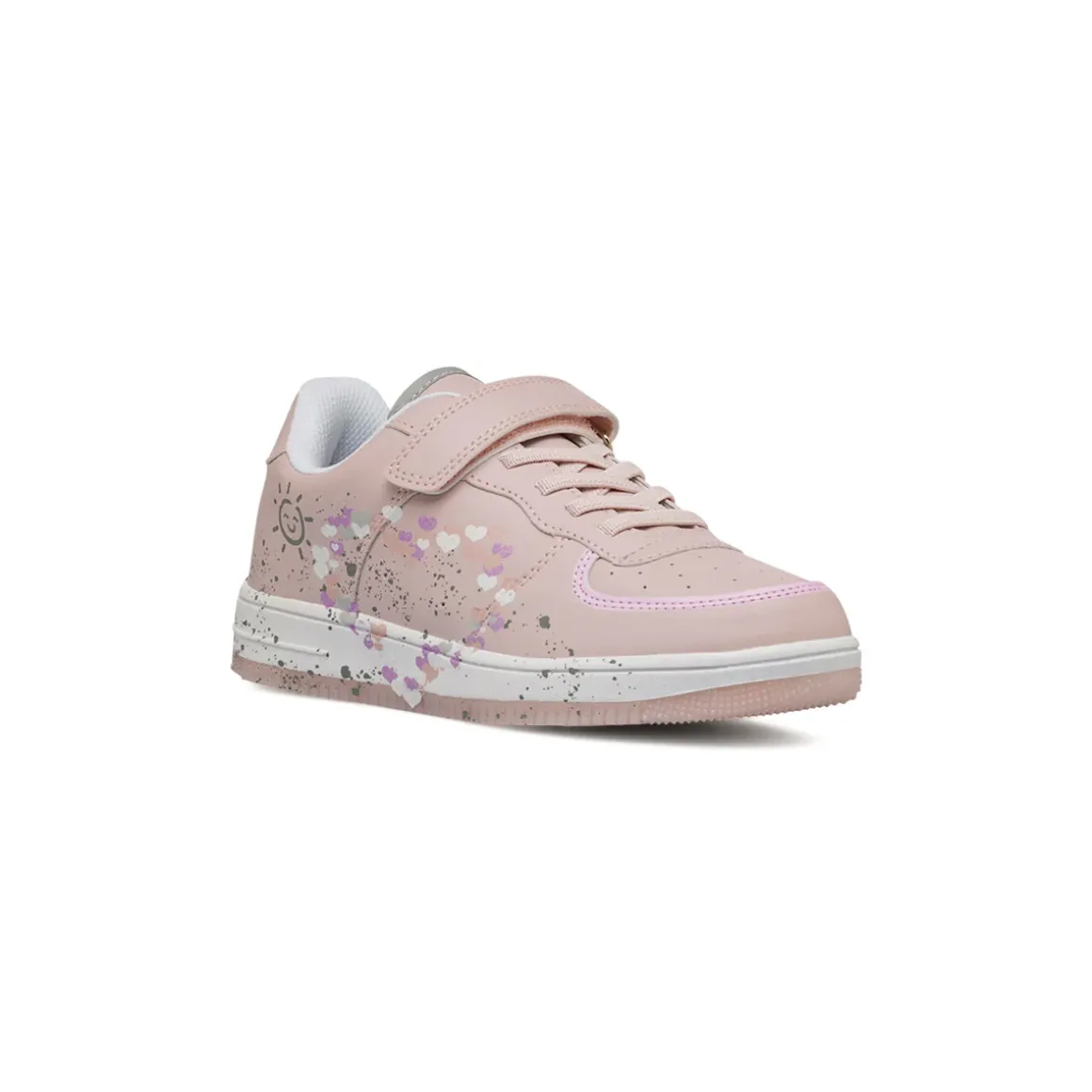 Sneakers rosa da Ragazza con stampa cuoricini e strappo Dieci Baci