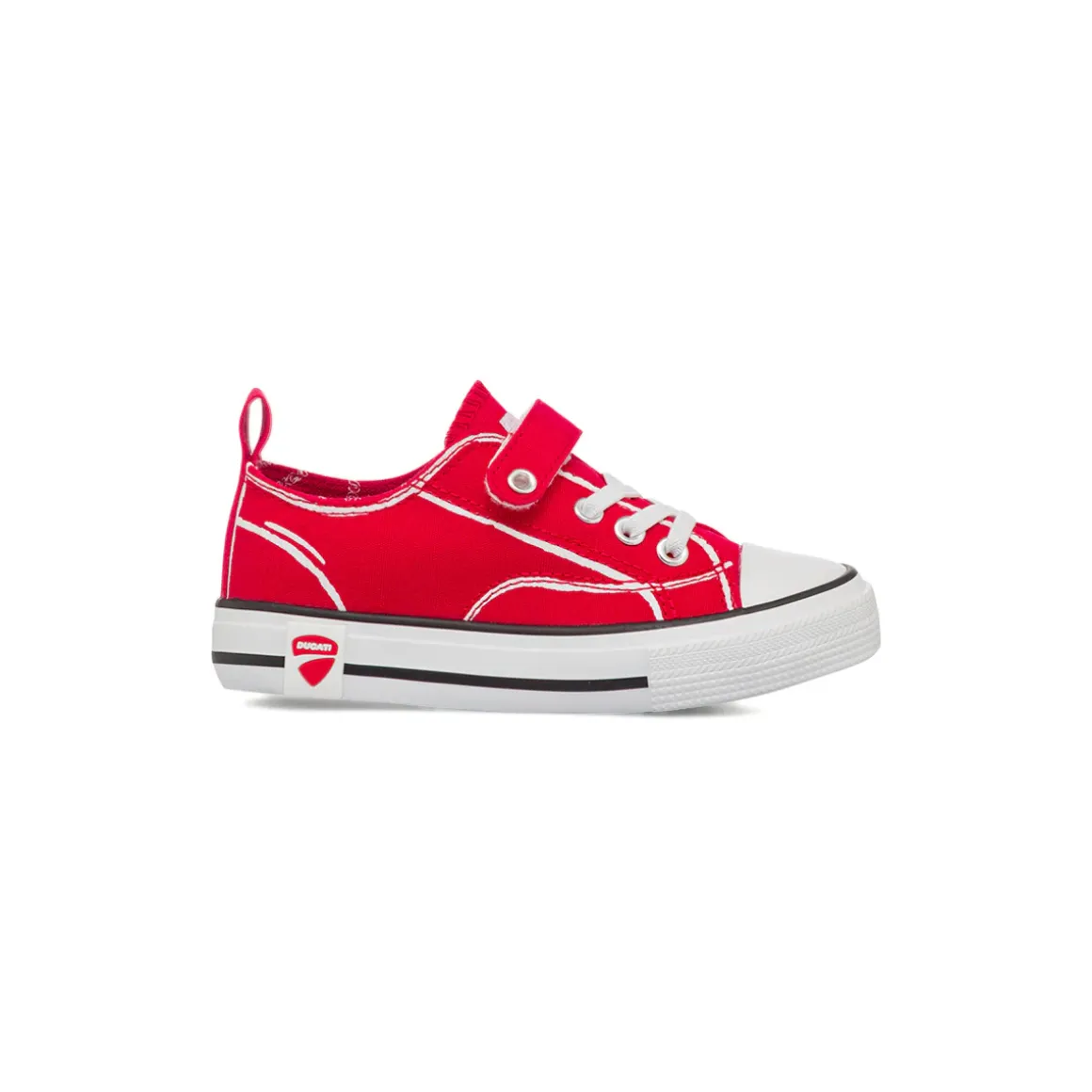 Sneakers rosse da Bambino Ducati con chiusura a strappo