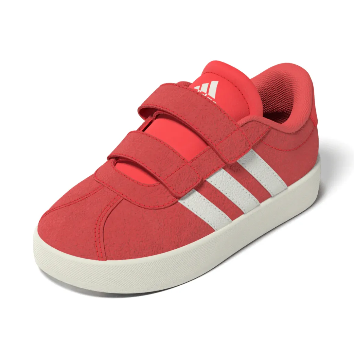 Sneakers rosse da bambino e bambina con logo adidas VL Court 3.0