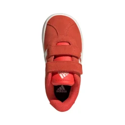 Sneakers rosse da bambino e bambina con logo adidas VL Court 3.0