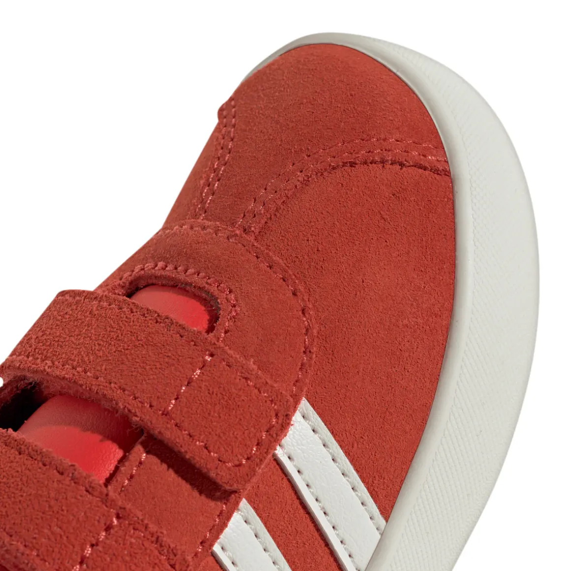 Sneakers rosse da bambino e bambina con logo adidas VL Court 3.0