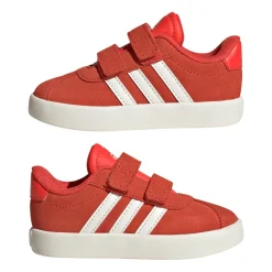 Sneakers rosse da bambino e bambina con logo adidas VL Court 3.0