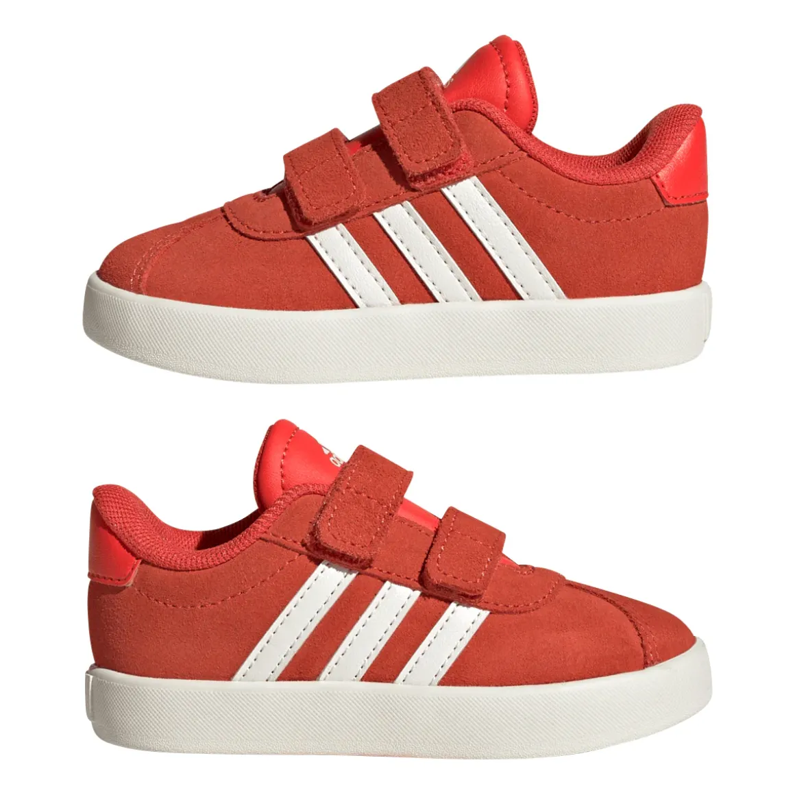Sneakers rosse da bambino e bambina con logo adidas VL Court 3.0