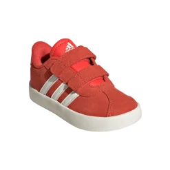Sneakers rosse da bambino e bambina con logo adidas VL Court 3.0