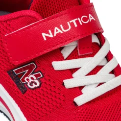 Sneakers rosse da bambino in mesh con dettagli a contrasto e logo Nautica