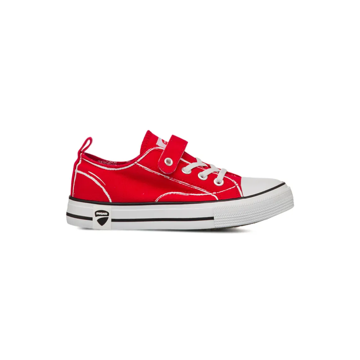 Sneakers rosse da Bambino in tessuto con velcro e logo Ducati