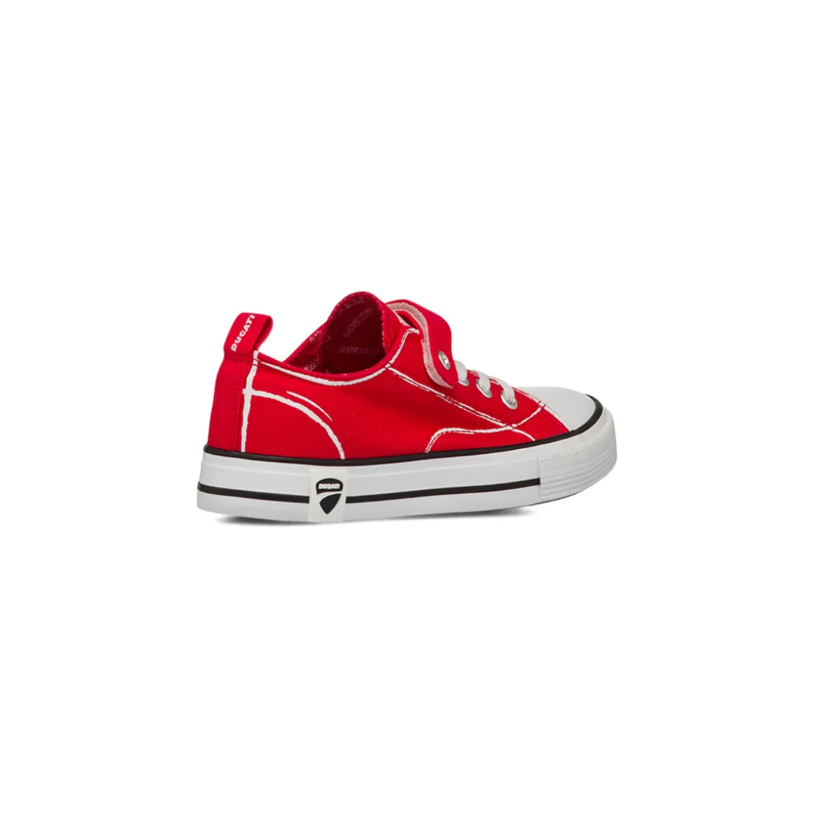 Sneakers rosse da Bambino in tessuto con velcro e logo Ducati