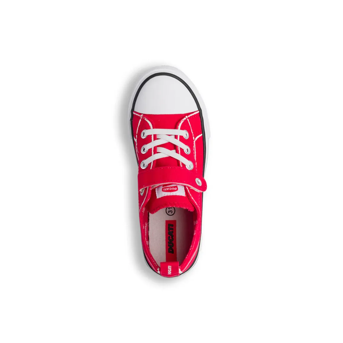 Sneakers rosse da Bambino in tessuto con velcro e logo Ducati