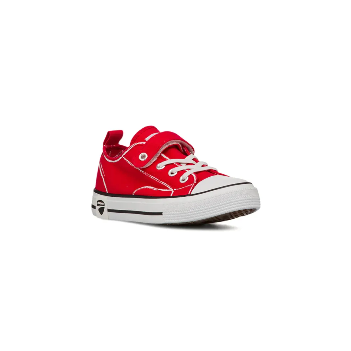 Sneakers rosse da Bambino in tessuto con velcro e logo Ducati