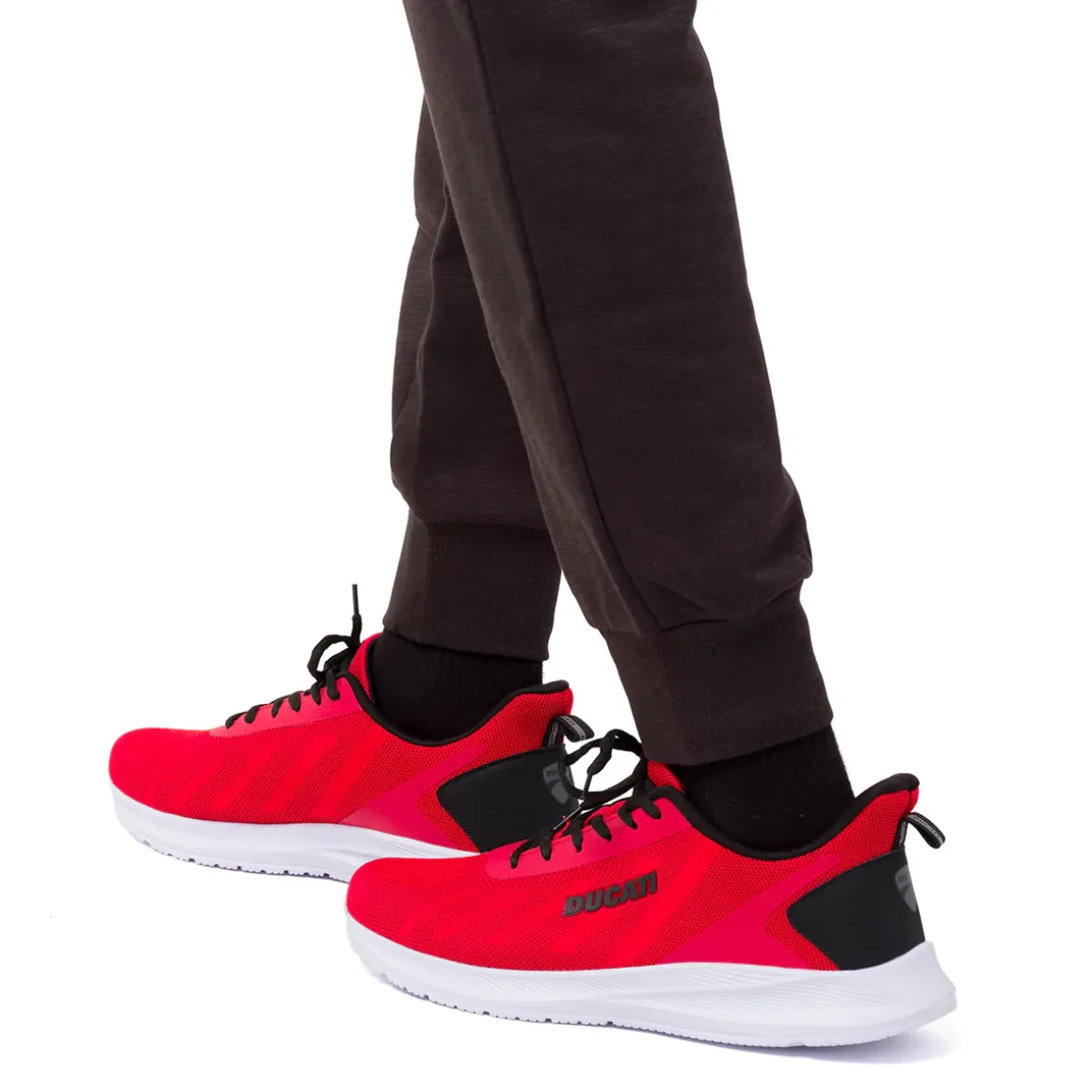 Sneakers rosse e nere da Uomo in tessuto con logo Ducati