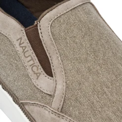 Sneakers slip-on beige in tessuto da Uomo con logo Nautica