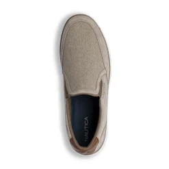 Sneakers slip-on beige in tessuto da Uomo con logo Nautica