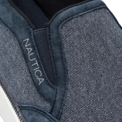 Sneakers slip-on blu da Uomo in tessuto effetto jeans con logo Nautica
