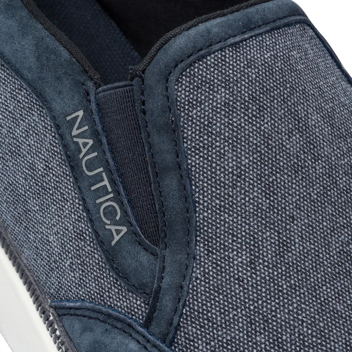 Sneakers slip-on blu da Uomo in tessuto effetto jeans con logo Nautica