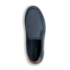 Sneakers slip-on blu da Uomo in tessuto effetto jeans con logo Nautica