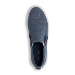Sneakers slip-on blu da Uomo in tessuto effetto jeans con logo Nautica