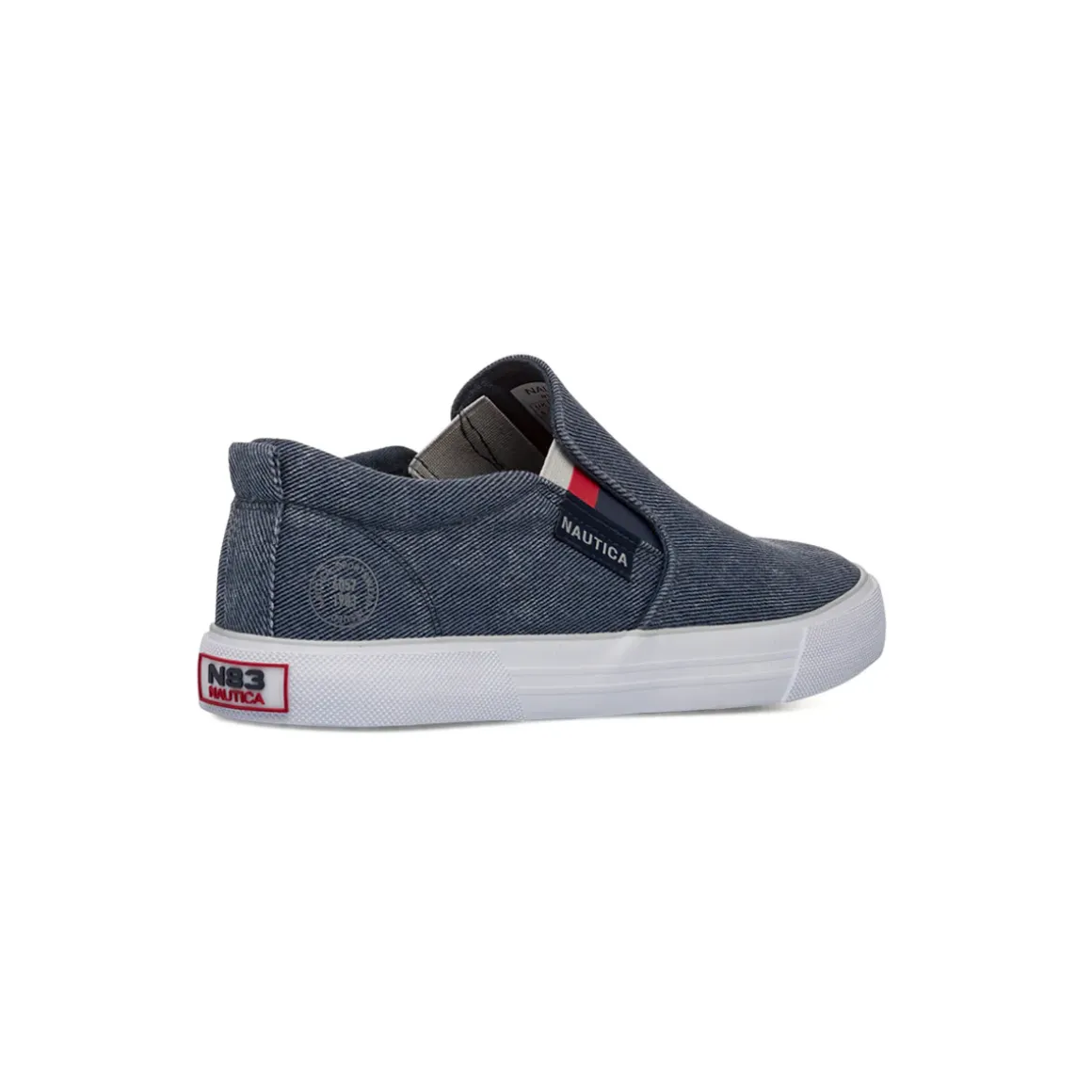 Sneakers slip-on blu da Uomo in tessuto effetto jeans con logo Nautica