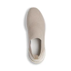 Sneakers slip-on da donna beige Lora Ferres in tessuto e dettaglio oro