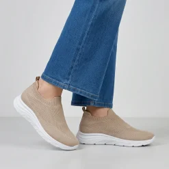 Sneakers slip-on da Donna in tessuto effetto lurex beige Lora Ferres
