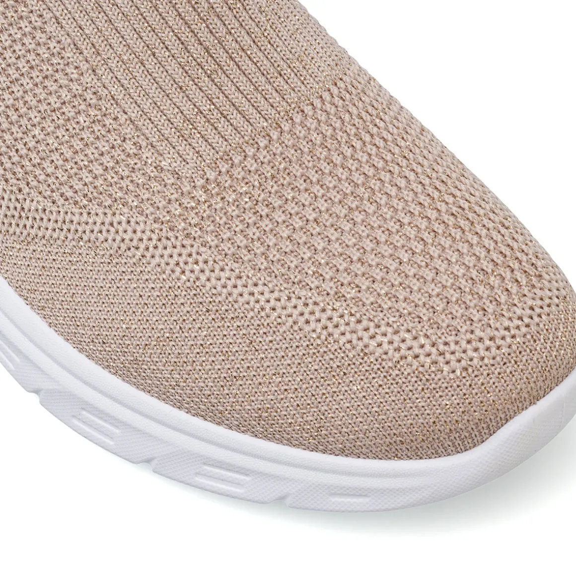 Sneakers slip-on da Donna in tessuto effetto lurex beige Lora Ferres
