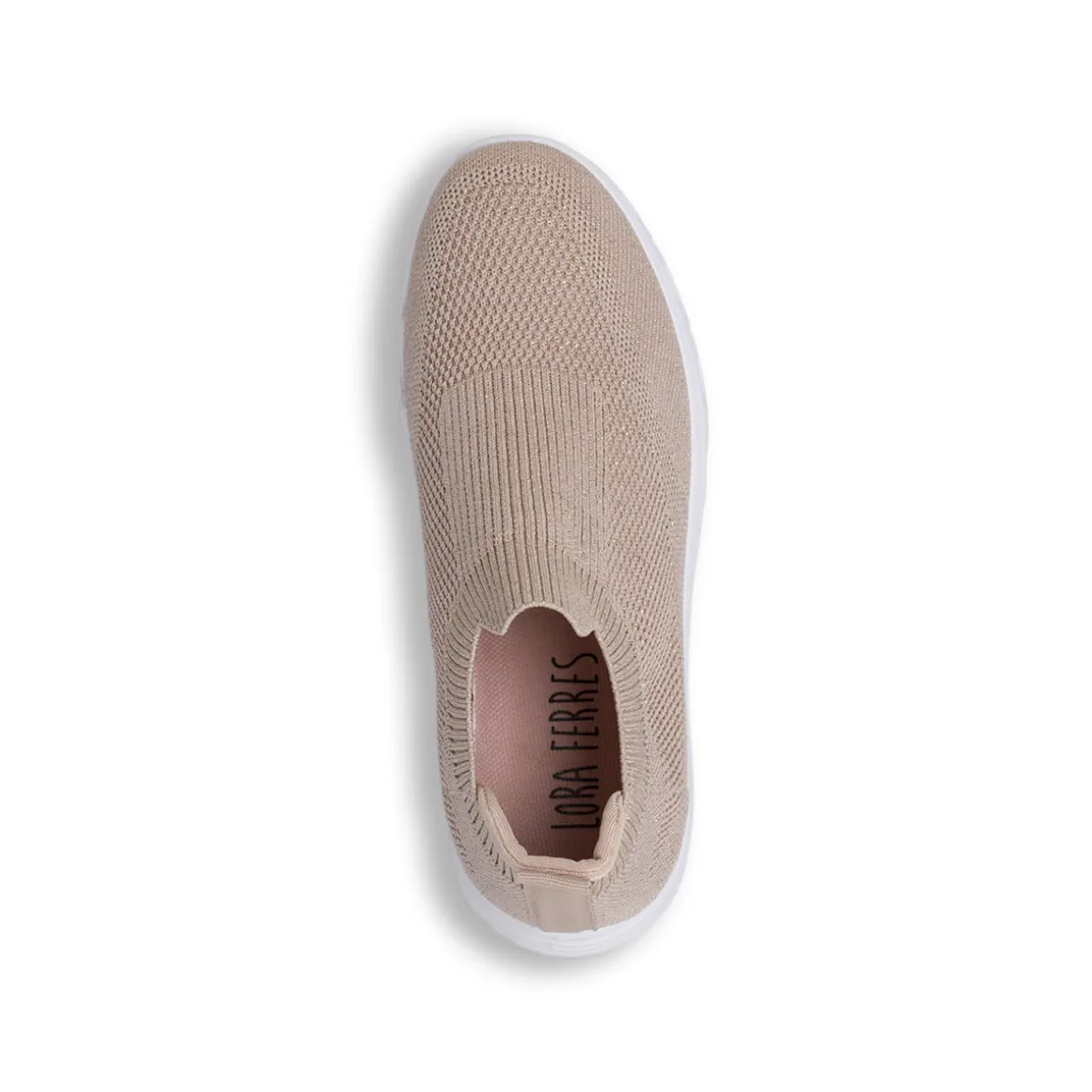 Sneakers slip-on da Donna in tessuto effetto lurex beige Lora Ferres