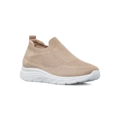 Sneakers slip-on da Donna in tessuto effetto lurex beige Lora Ferres