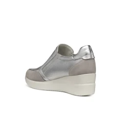 Sneakers slip-on traspiranti argento Donna con zeppa Geox Stardust