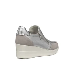 Sneakers slip-on traspiranti argento Donna con zeppa Geox Stardust
