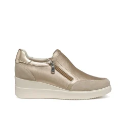 Sneakers slip-on traspiranti oro da Donna con suola alta Geox Stardust