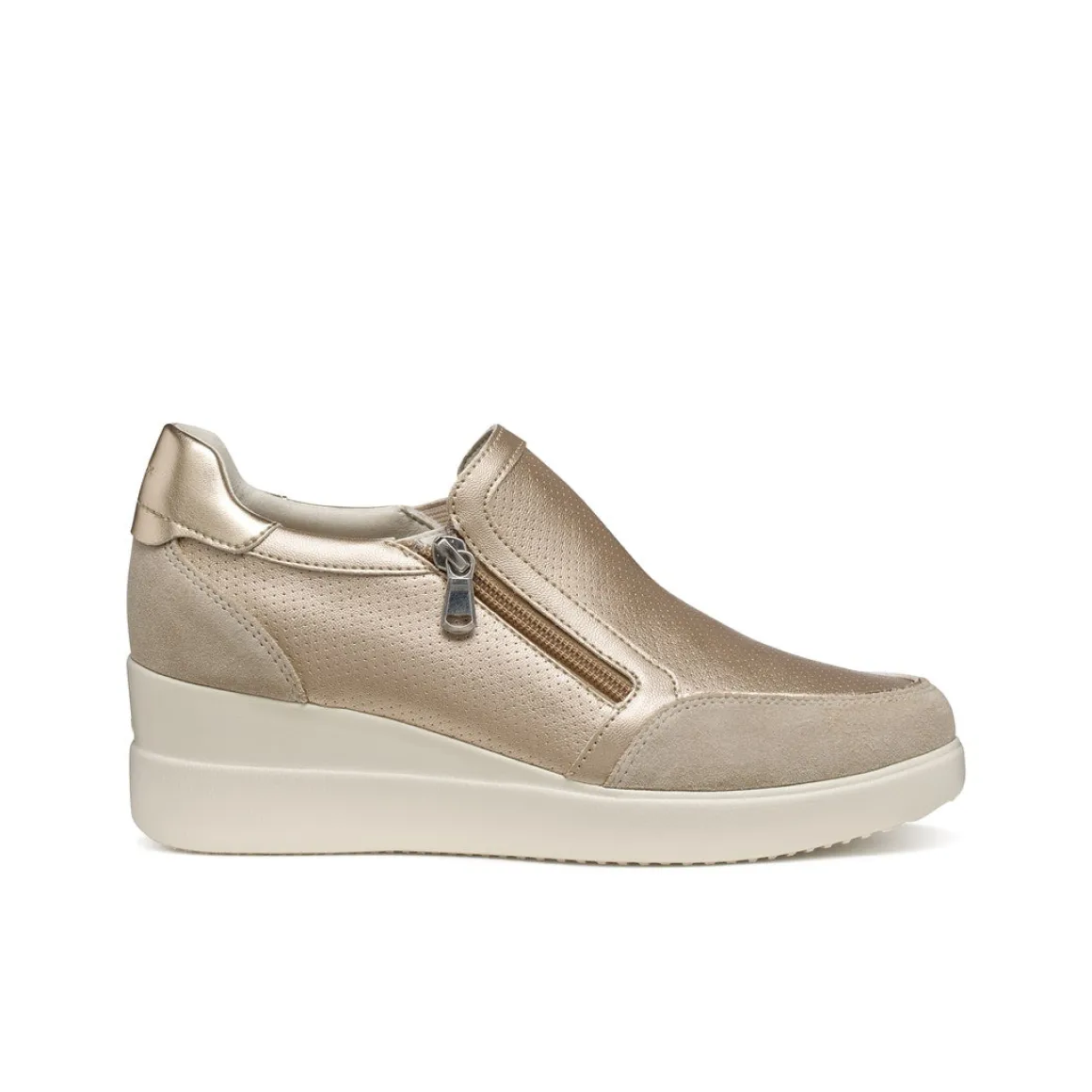 Sneakers slip-on traspiranti oro da Donna con suola alta Geox Stardust