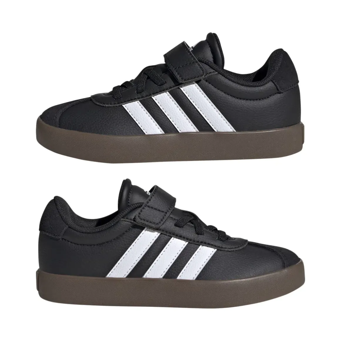 Sneakers sport da bambino e bambina in pelle nere adidas VL Court 3.0