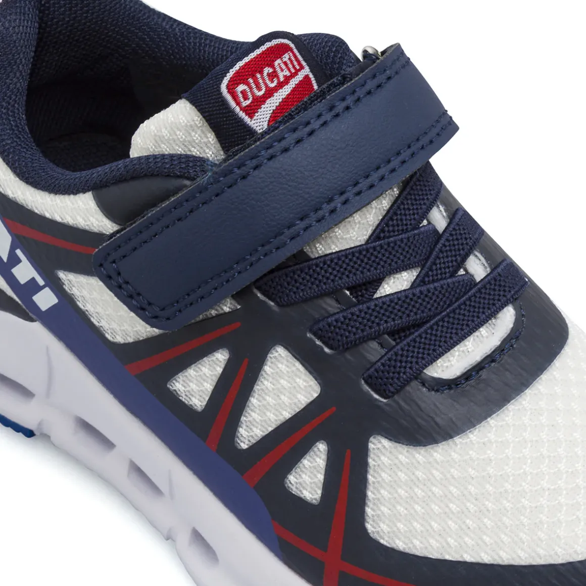 Sneakers sportive bianche e blu da Bambino in con strappo Ducati