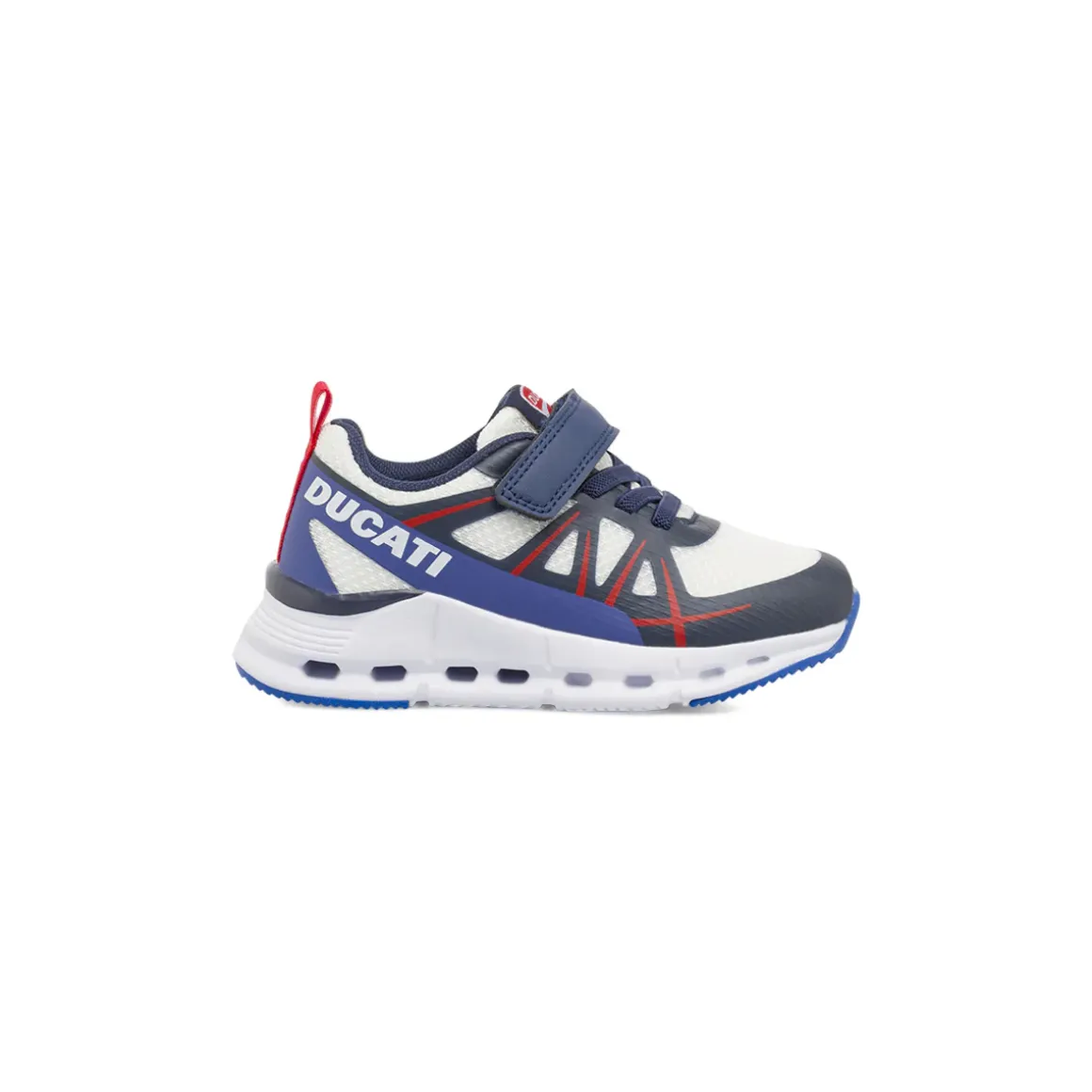 Sneakers sportive bianche e blu da Bambino in con strappo Ducati