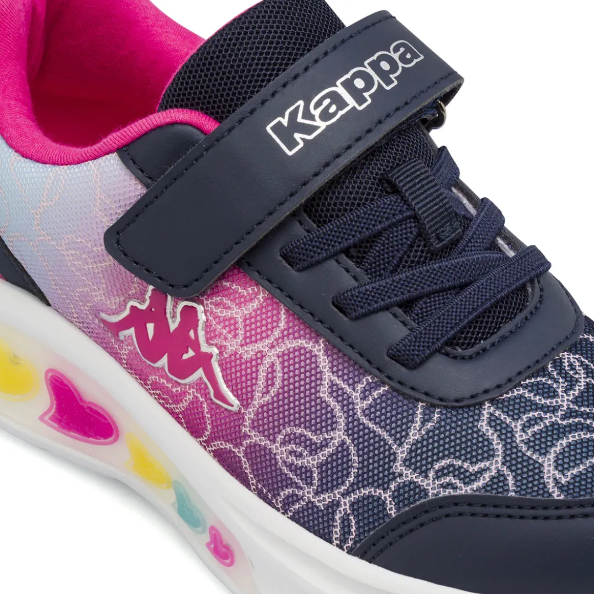 Sneakers sportive blu da Bambina con luci e chiusura a strappo Kappa