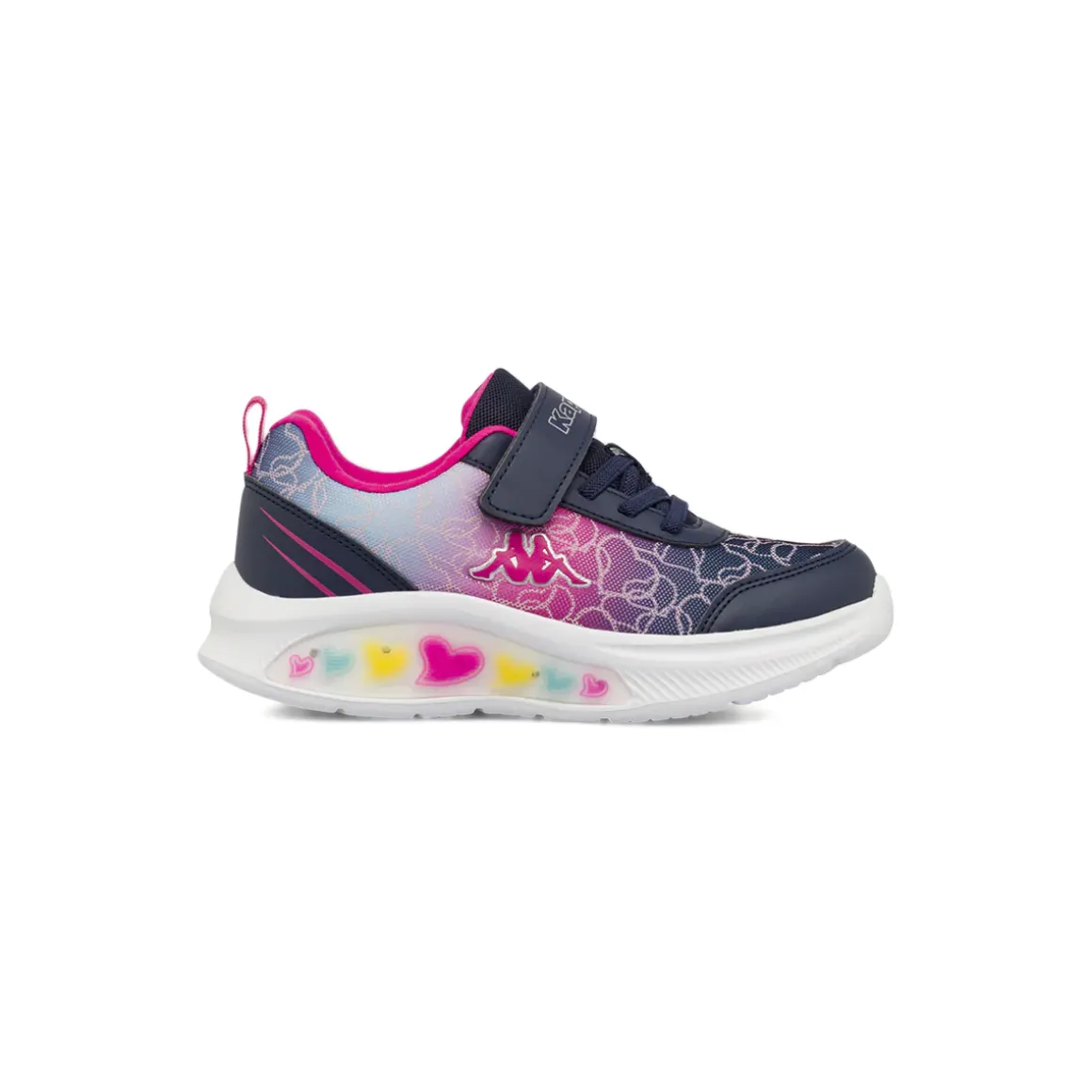 Sneakers sportive blu da Bambina con luci e chiusura a strappo Kappa