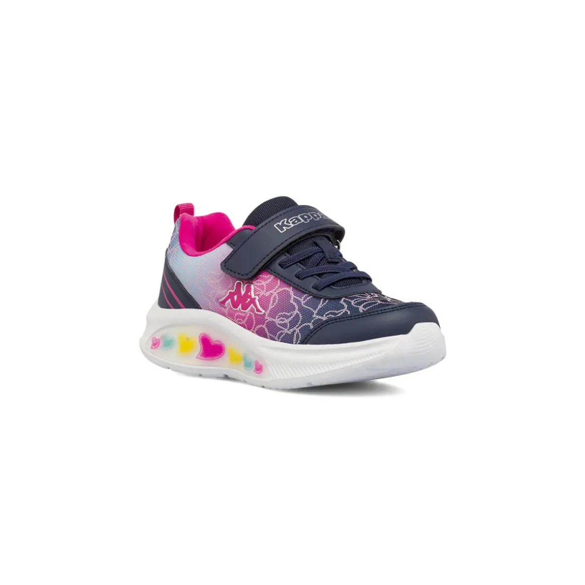 Sneakers sportive blu da Bambina con luci e chiusura a strappo Kappa