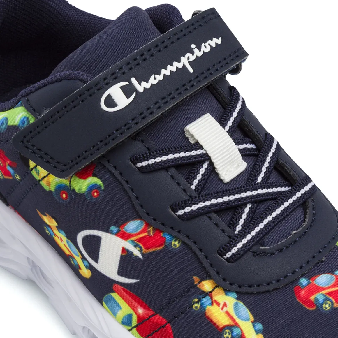 Sneakers sportive blu da Bambino con luci e stampa macchine Champion
