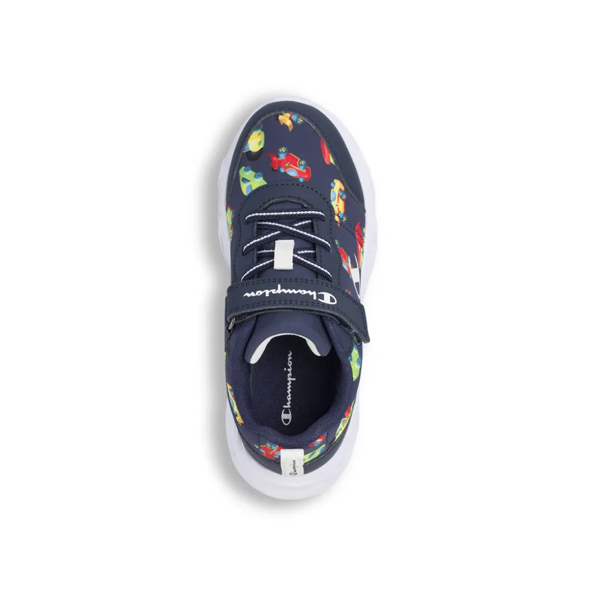 Sneakers sportive blu da Bambino con luci e stampa macchine Champion
