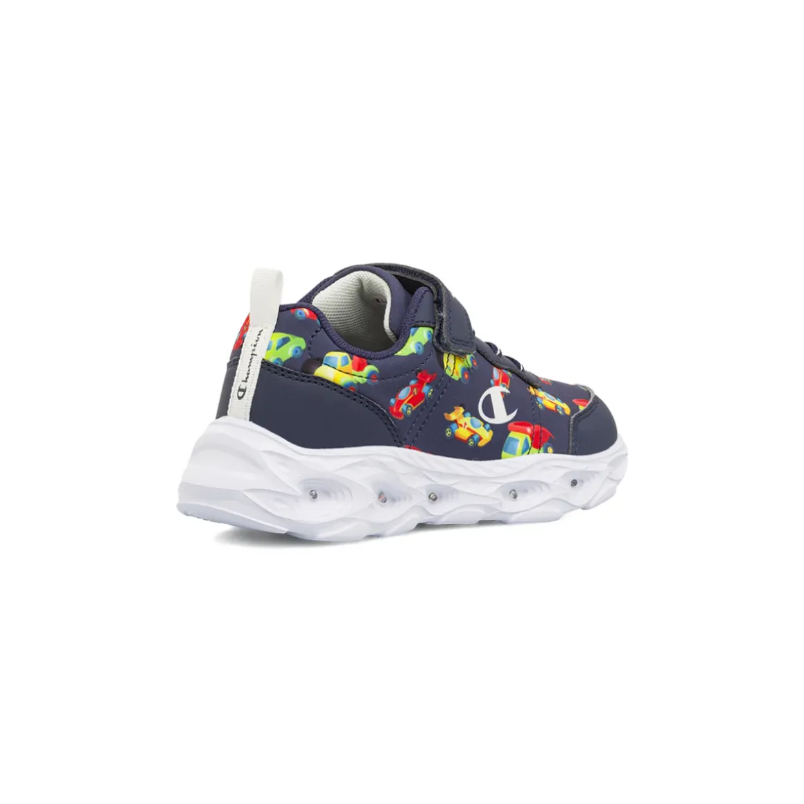 Sneakers sportive blu da Bambino con luci e stampa macchine Champion
