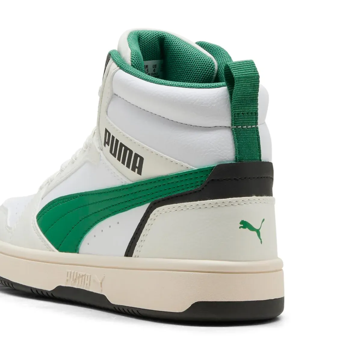 Sneakers sportive da Bambino bianche con inserti verdi Puma Rebound V6 Mid
