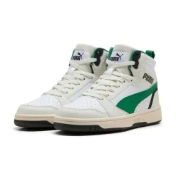 Sneakers sportive da Bambino bianche con inserti verdi Puma Rebound V6 Mid