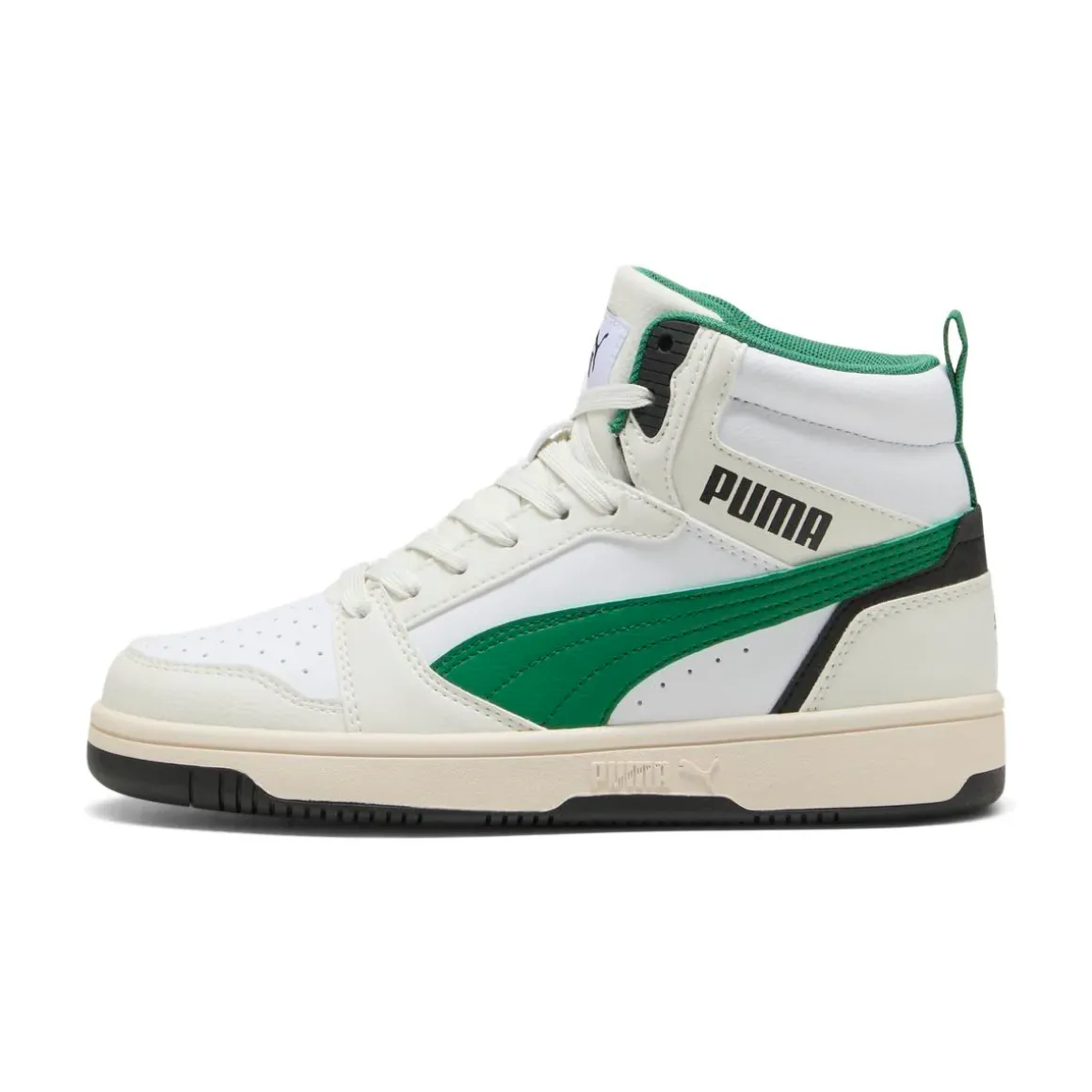 Sneakers sportive da Bambino bianche con inserti verdi Puma Rebound V6 Mid